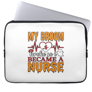 Funny Nurse Halloween My Broom Broke Vintage Shirt Laptop Sleeve