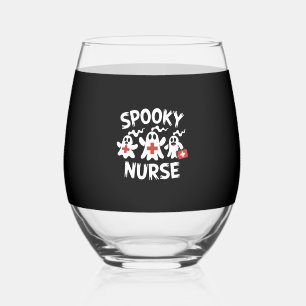 Funny Nurse Halloween Stemless Wine Glass