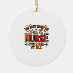 Funny Nurse Halloween You Cant Scare Me Ceramic Tree Decoration