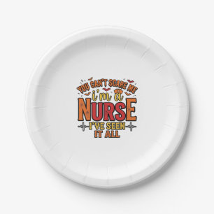 Funny Nurse Halloween You Cant Scare Me Paper Plate