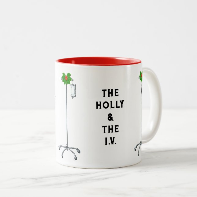 Funny Nurse Holiday Gift Two-Tone Coffee Mug (Front Right)