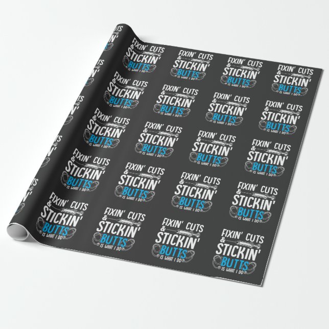 Funny Nurse Humor Physician Assistant Jokes Wrapping Paper (Unrolled)