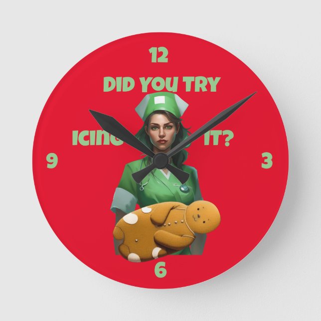 Funny Nurse Icing It Thunder_Cove Round Clock (Front)