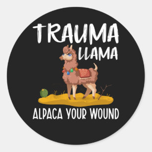 Funny Nurse Llama Joke Classic Round Sticker