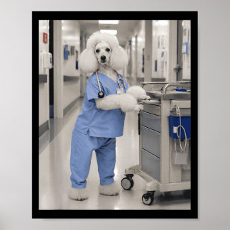 Funny Nurse Medical Dog Vintage Animal Career Poster
