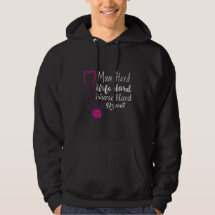 Funny Nurse Mum Hard Wife Hard Nurse Hard Repeat Hoodie