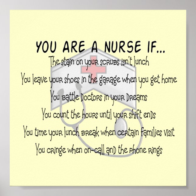 Funny Nurse Poster "You Are a Nurse If" (Front)