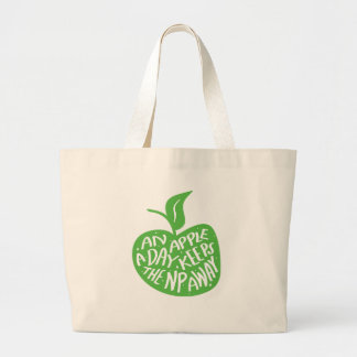 Funny Nurse Practitioner Humourous Apple A Day Large Tote Bag