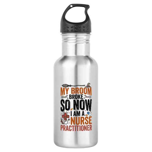 Funny Nurse Practitioner Witch Halloween Design_1 532 Ml Water Bottle (Front)