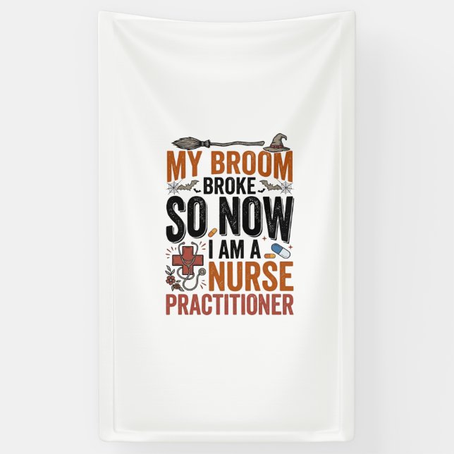 Funny Nurse Practitioner Witch Halloween Design_1 Banner (Vertical)