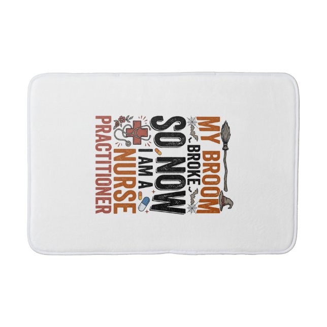 Funny Nurse Practitioner Witch Halloween Design_1 Bath Mat (Front)