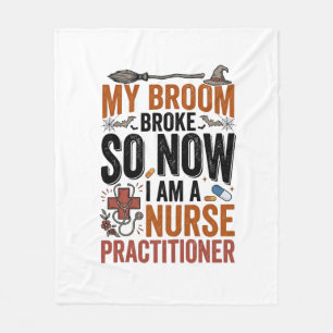 Funny Nurse Practitioner Witch Halloween Design_1 Fleece Blanket