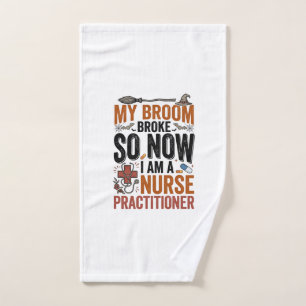 Funny Nurse Practitioner Witch Halloween Design_1 Hand Towel