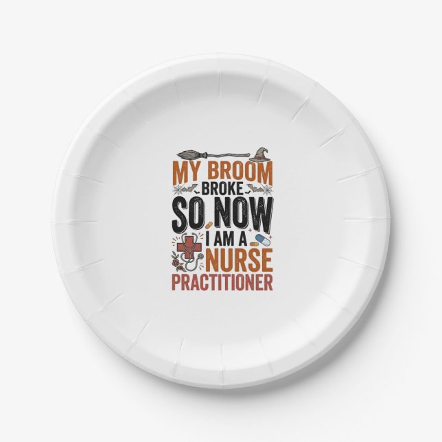 Funny Nurse Practitioner Witch Halloween Design_1 Paper Plate (Front)