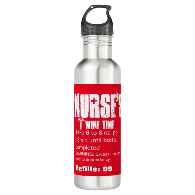 Funny Nurse Prescription Red White 710 Ml Water Bottle (Front)