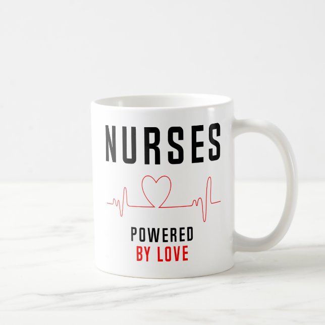 Funny Nurse Quotes Mug Nurses Powered By Love (Right)