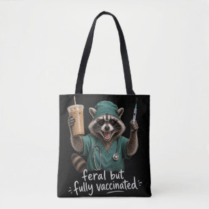 Funny Nurse Racoon Design Tote Bag