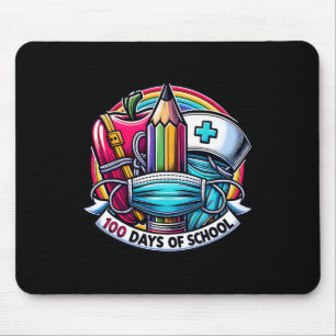 Funny Nurse Rainbow 100 Days Of School Student Tea Mouse Mat