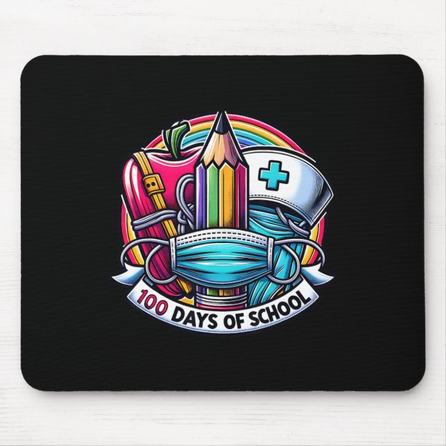 Funny Nurse Rainbow 100 Days Of School Student Tea Mouse Mat (Front)