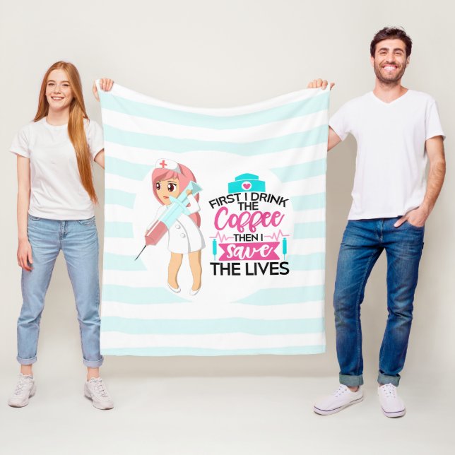 Funny Nurse Saying with Big Hypodermic Needle Fleece Blanket (In Situ)