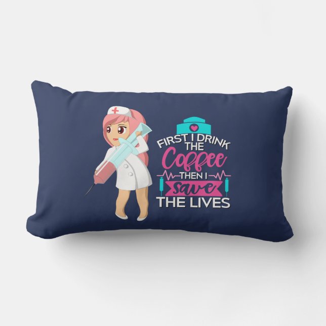 Funny Nurse Saying with Big Hypodermic Needle Lumbar Cushion (Front)