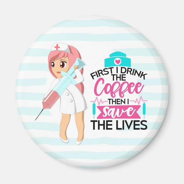 Funny Nurse Saying with Big Hypodermic Needle Magnet (Front)