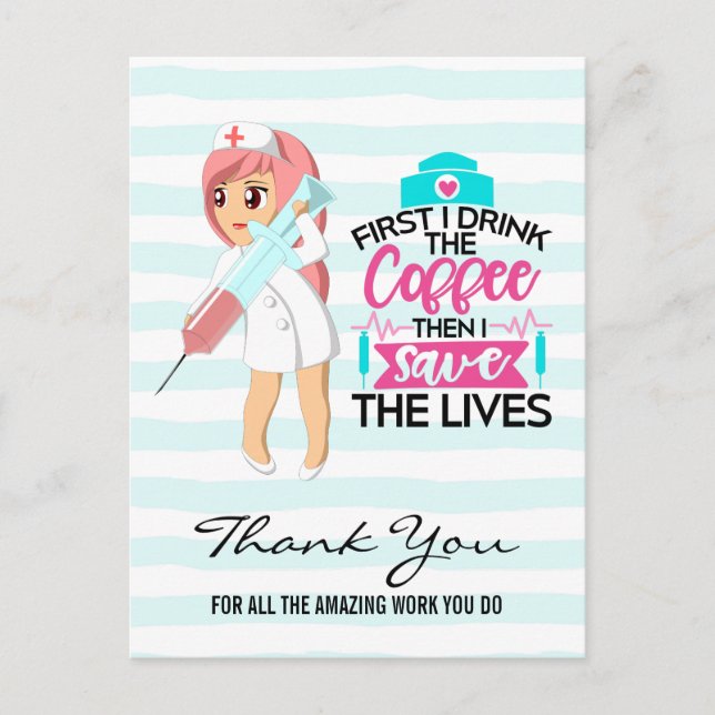 Funny Nurse Saying with Big Hypodermic Needle Postcard (Front)