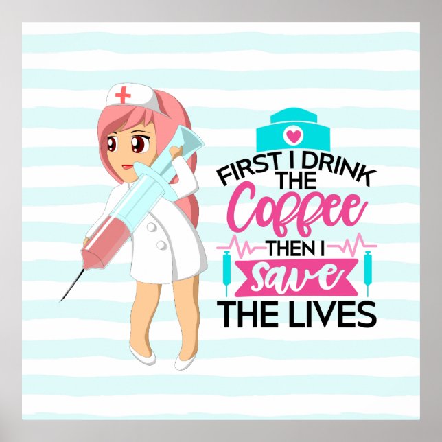 Funny Nurse Saying with Big Hypodermic Needle Poster (Front)