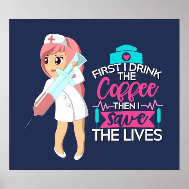 Funny Nurse Saying with Big Hypodermic Needle Poster (Front)