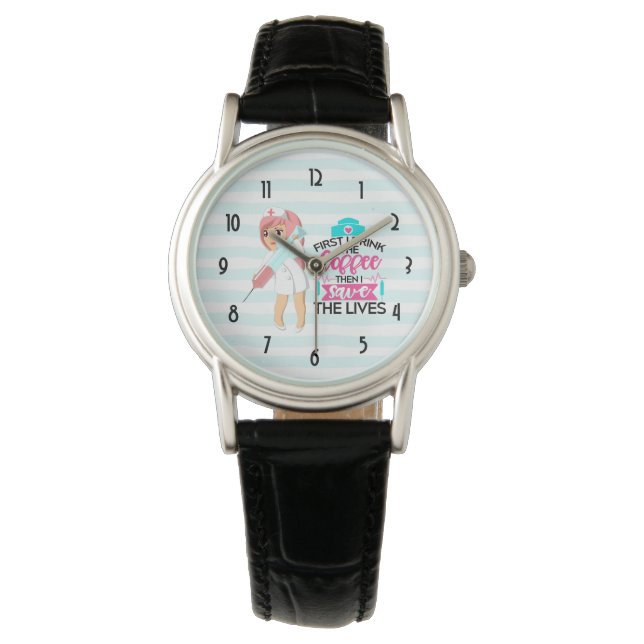 Funny Nurse Saying with Big Hypodermic Needle Watch (Front)
