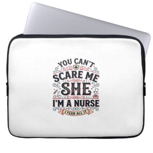 Funny Nurse Scare Me Vintage Halloween Shirt Desig Laptop Sleeve