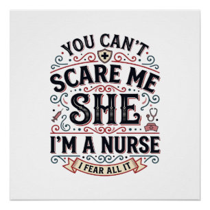 Funny Nurse Scare Me Vintage Halloween Shirt Desig Poster