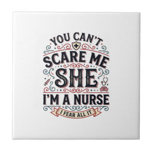 Funny Nurse Scare Me Vintage Halloween Shirt Desig Tile