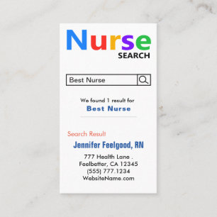 Funny Nurse Search Advertising Business Card