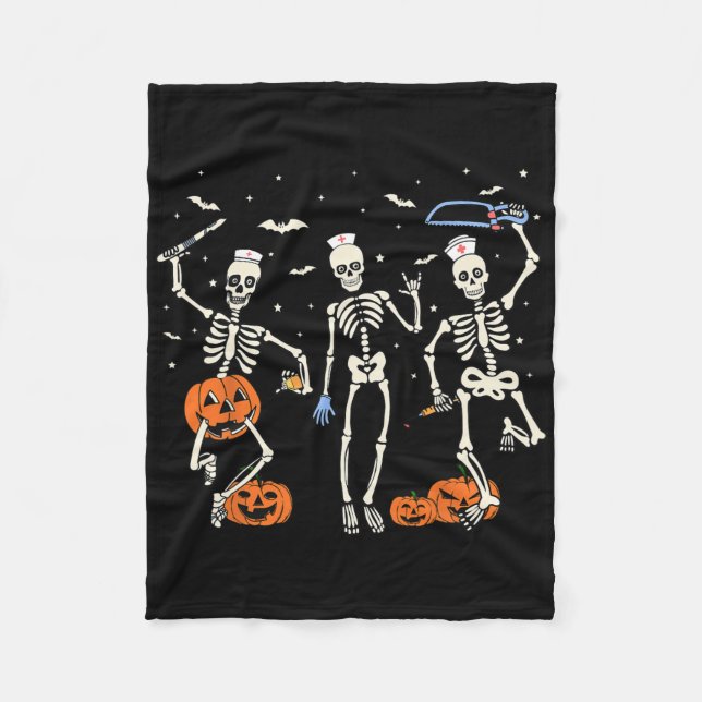 Funny Nurse Skeleton Halloween Healthcare 2  Fleece Blanket (Front)