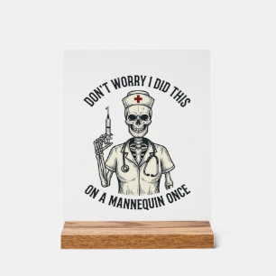 Funny Nurse Skeleton Syringe Vintage Engraving Des Acrylic Sign