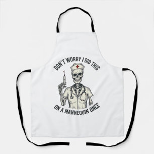 Funny Nurse Skeleton Syringe Vintage Engraving Des Apron
