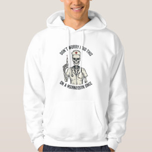 Funny Nurse Skeleton Syringe Vintage Engraving Des Hoodie