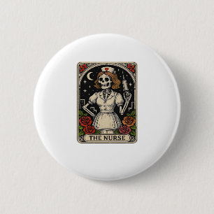 Funny Nurse Skeleton Tarot Card Halloween Nursing  6 Cm Round Badge