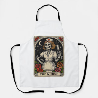 Funny Nurse Skeleton Tarot Card Halloween Nursing  Apron