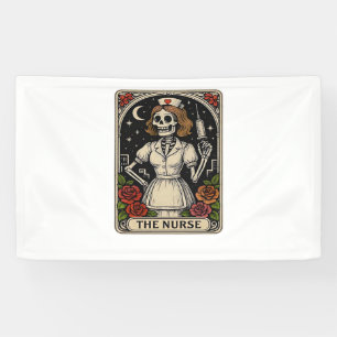 Funny Nurse Skeleton Tarot Card Halloween Nursing  Banner