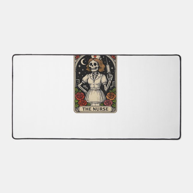 Funny Nurse Skeleton Tarot Card Halloween Nursing  Desk Mat (Front)