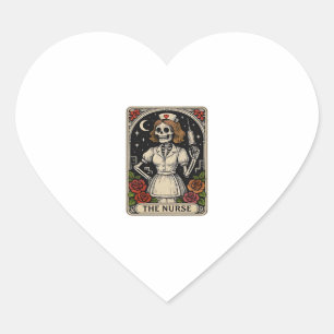Funny Nurse Skeleton Tarot Card Halloween Nursing  Heart Sticker
