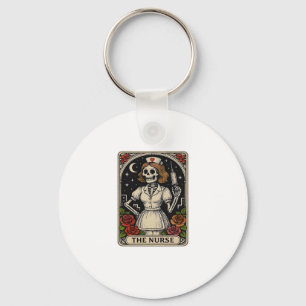 Funny Nurse Skeleton Tarot Card Halloween Nursing  Key Ring