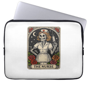 Funny Nurse Skeleton Tarot Card Halloween Nursing  Laptop Sleeve