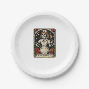 Funny Nurse Skeleton Tarot Card Halloween Nursing Paper Plate