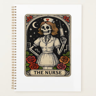 Funny Nurse Skeleton Tarot Card Halloween Nursing Planner