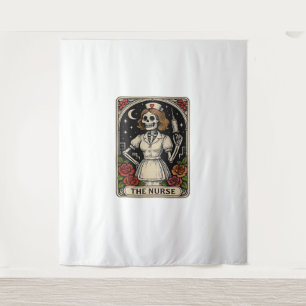 Funny Nurse Skeleton Tarot Card Halloween Nursing  Tapestry