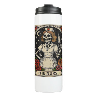 Funny Nurse Skeleton Tarot Card Halloween Nursing  Thermal Tumbler