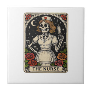 Funny Nurse Skeleton Tarot Card Halloween Nursing Tile